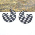 Classic Plaid Grid Tartan Match Design acrylique Boucle d&#39;oreilles en acrylique vintage Femmes